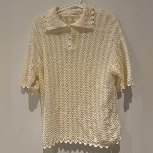 Cream Textured Women's Top